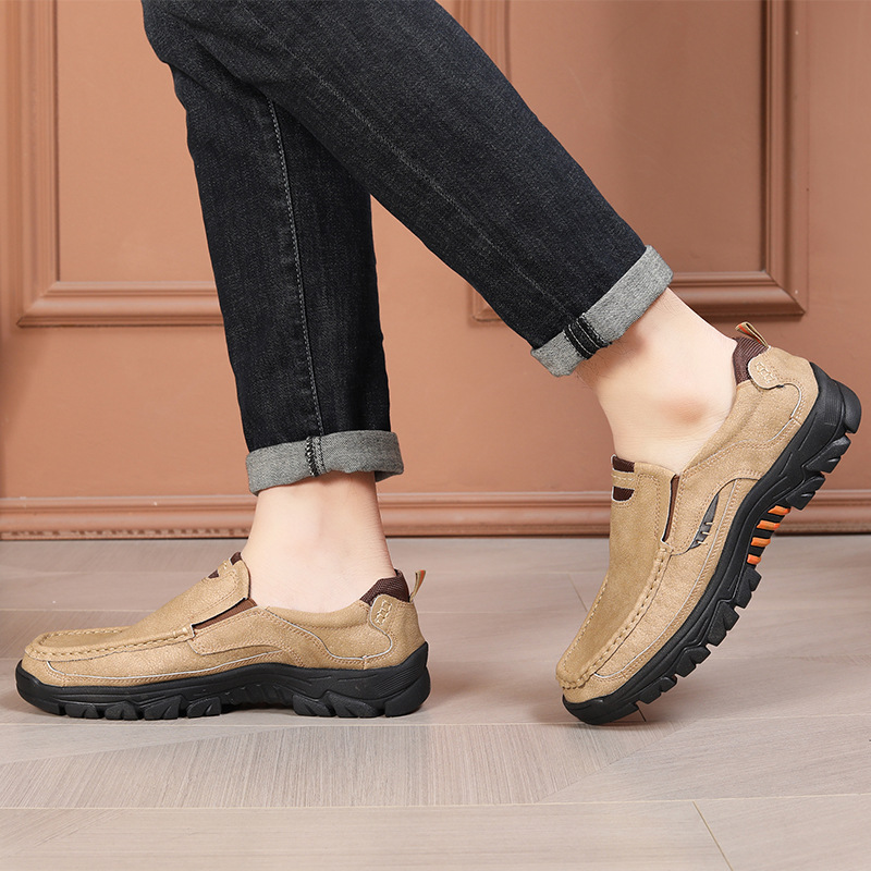 Transfronterizos Amazon zapatos de hombre de verano de alta calidad zapatos de cuero casuales de un pie zapatos Lefour antideslizantes zapatos de papá suaves