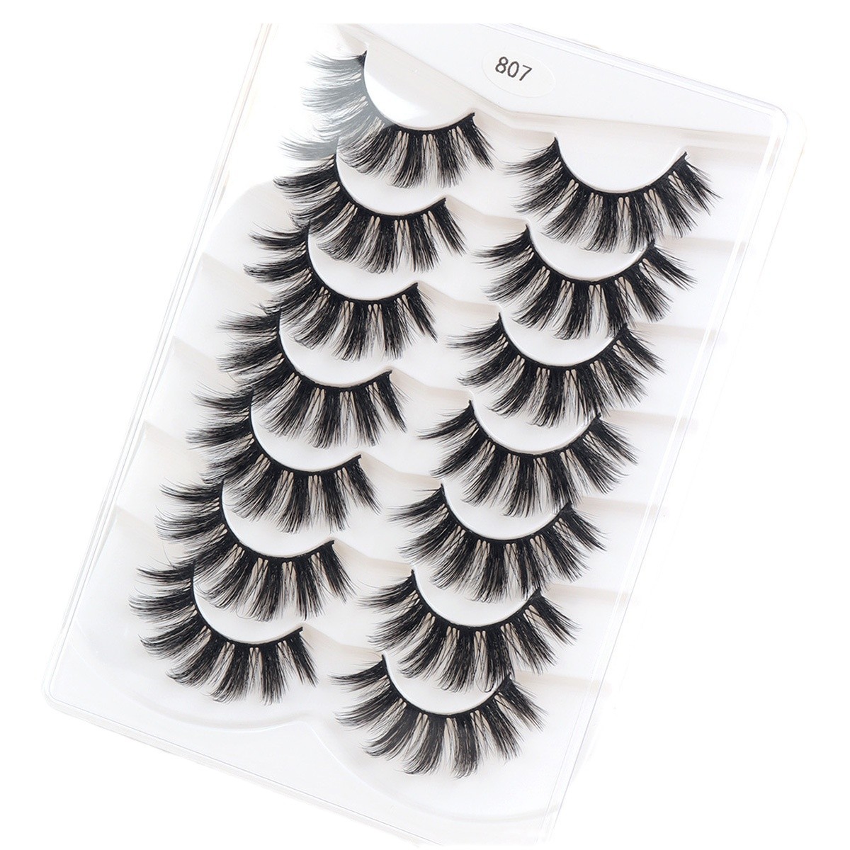 Fábrica al por mayor 7 pares de parillas de visón multicapa densa par de par de pelo desordenado par de parillas falsas cruzadas