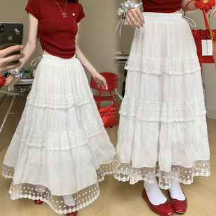 Pregnant Women's Niche Design Stitching Lace Long Skirt Women's 2025 Spring and Summer Pendant All-match Long Skirt All-match