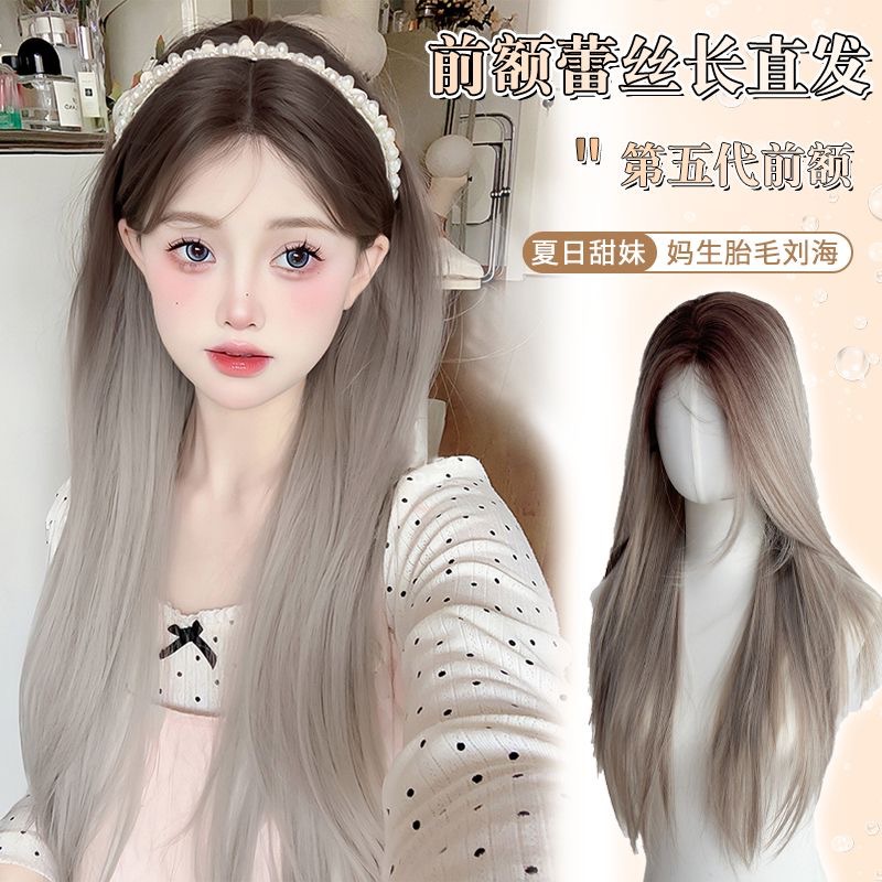 Perucă cu Dantelă Frontală Connie pentru Femei - Păr Lung și Drept cu Gradient Blond, Partă Centrală, Aspect Natural și Fără Cusur