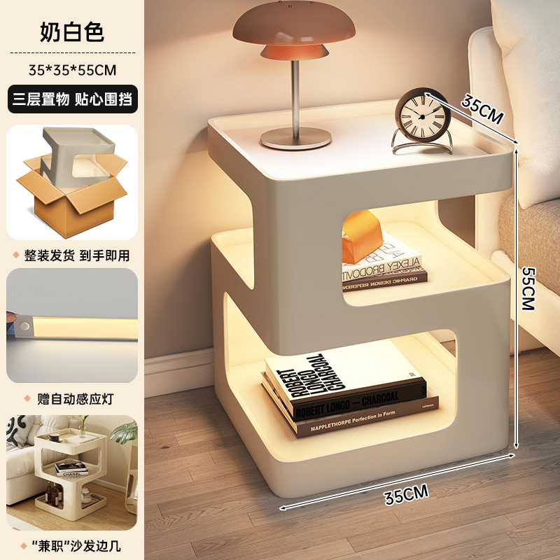Mesa de cabezal de cama dormitorio armario de almacenamiento armario de almacenamiento estante de libros simple estante de visualización multifuncional estante de almacenamiento lateral doméstico