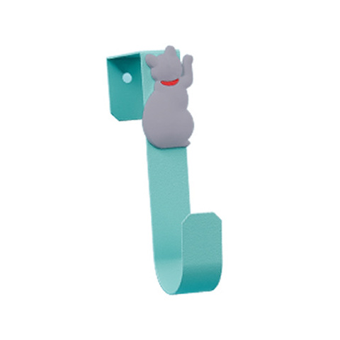 Simple gato lindo animal puerta gancho de metal sin clavos gancho de la puerta del baño