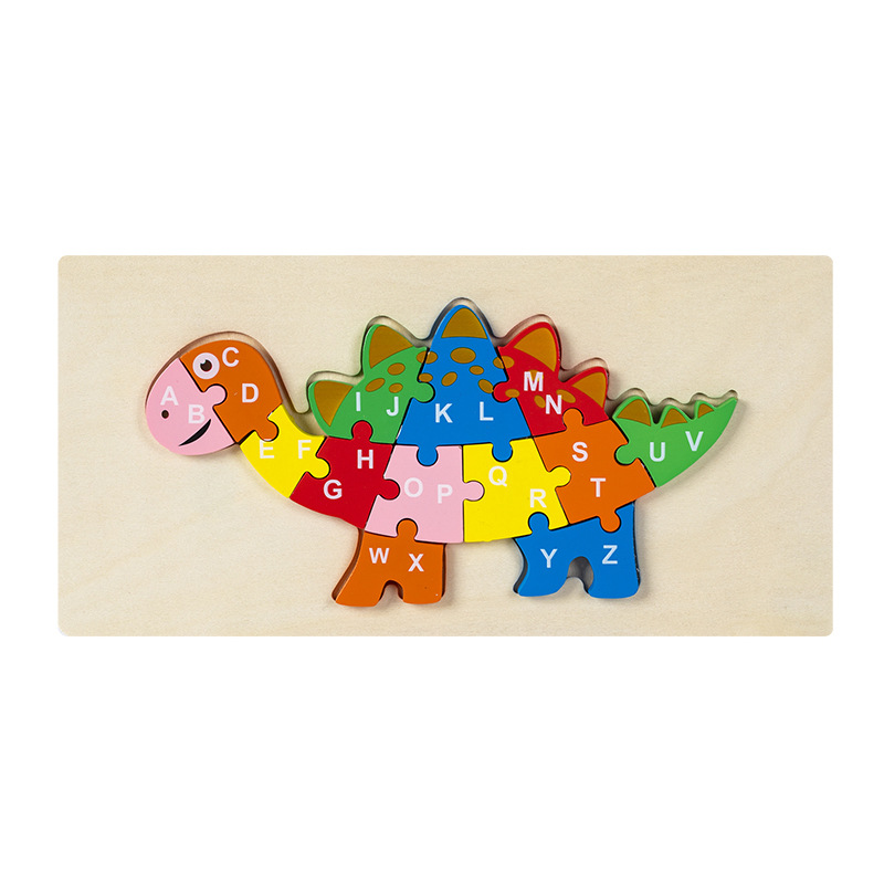 Rompecabezas para niños transfronterizos Animales cognitivos digitales dibujos animados rompecabezas tridimensional educación temprana para bebés iluminación juguetes de madera al por mayor