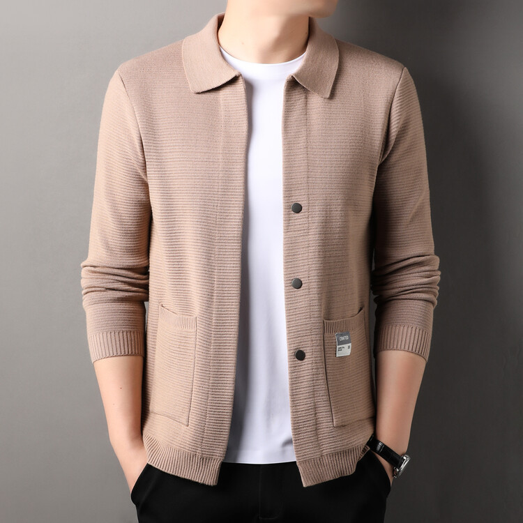 Men's Casual Suit 2024 Spring and Autumn New Solid Color Micro-elastic Slim-fit Business Knitted Cardigan Jacket Jacket