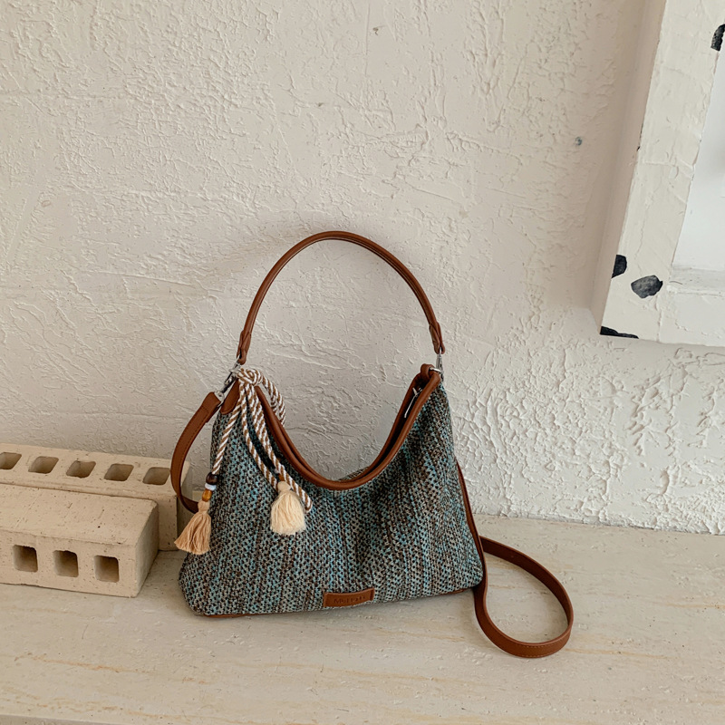 Bolso de tejido de gran capacidad para mujeres 2026 nuevo nicho de moda super caliente mochila de hombro de viaje ocio bolsa de mano image 8