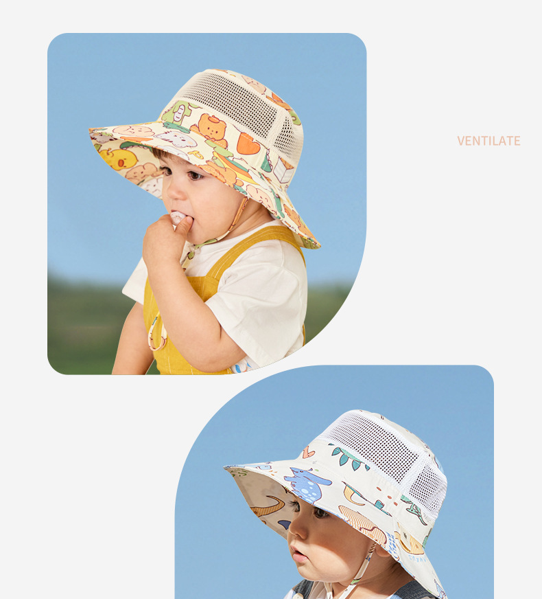 子供 日焼け止め帽子 ベビーサンハット 夏用 通気性 紫外線対策  詳細画像