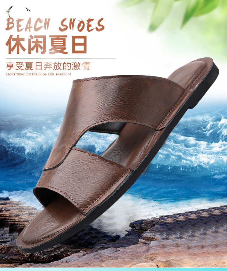 Dép sandal nam quai ngang hở mũi kiểu retro, đế cao su êm chân, cỡ lớn — nâu, đen chi tiết 1
