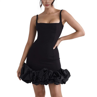 2023 European and American Cross-border Amazon Women's dress Skirt with Suspender Skirt Tube Chest Ruffled Sexy Skirt Party Dress