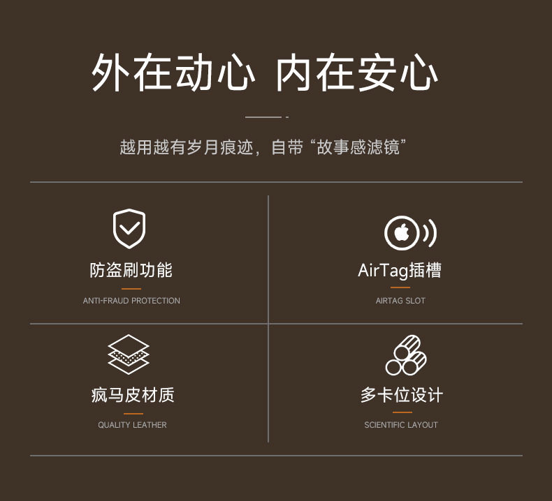 Túi đựng hộ chiếu và giấy tờ du lịch bằng da bò lớp đầu, chống RFID, chống từ tính, có ngăn đựng AirTag — Màu cà phê, Màu xanh dương, Xanh lá cây, màu đen chi tiết 10