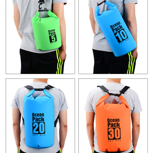 Cross-border hot selling outdoor rafting PVC waterproof bucket bag beach single and double shoulder bucket bag swimming foldable storage bag