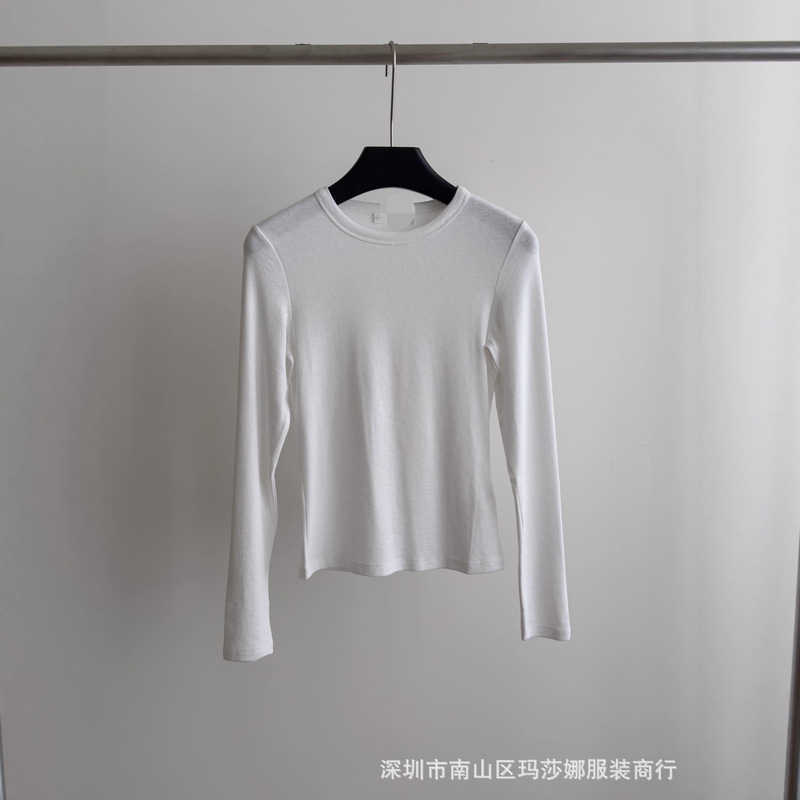 25早秋新款简约大方莫代尔天丝棉长袖修身显瘦百搭气质女T恤韩系|undefined