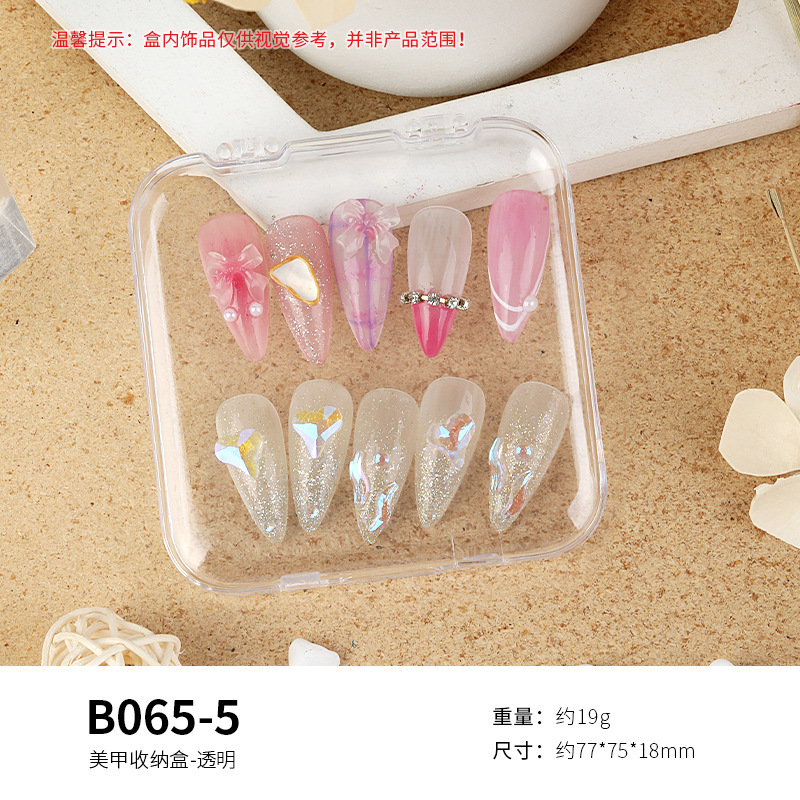 Transparent wearable storage box dust-proof box high permeability nail art false nail finished work storage Display Box Wholesale