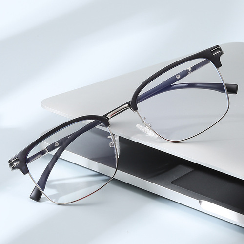 New 2219 personalized eyebrow frame half-frame glasses, simple retro square frame glasses, fashionable anti-blue light glasses frame