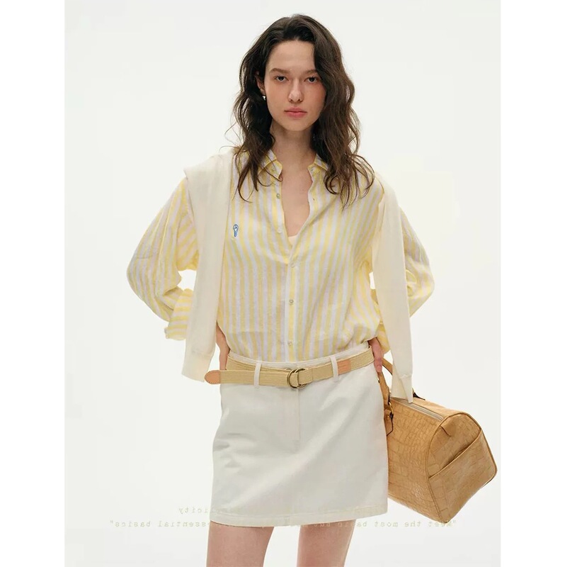 100% Linen Blue Striped Shirt Old Money Style Embroidered Casual Sun Protection Long-Sleeve Top Women's Loose Jacket 100% Linen Blue Striped Shirt Old Money Style Embroidered Casual Sun Protection Long-Sleeve Top Women's Loose Jacket