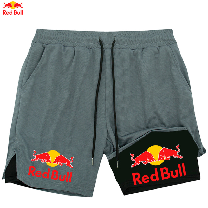 Red-Bull クロスボーダー爆発メーカー販売メンズツーインワン二層ショーツフィットネストレーニングパンツ高品質|undefined