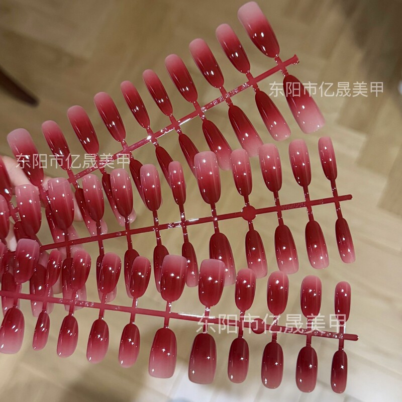 【Royal Sister Red】Wine Red Gradient Cat Eye Nail Stickers, 30 Pieces of Wearable Pre-made Nails for a Stylish Look 【Royal Sister Red】Wine Red Gradient Cat Eye Nail Stickers, 30 Pieces of Wearable Pre-made Nails for a Stylish Look