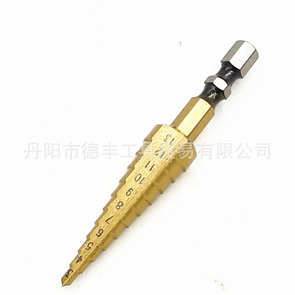 3-13mm六角阶梯钻 高速钢镀钛金色宝塔钻多功能异性钻头开孔刃具