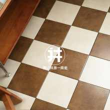 中古风做旧地砖200x200浴室厨房卫生间焦糖色花砖 米色棋盘小方砖