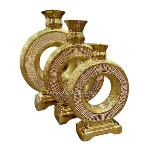European style electroplated gold brushed ceramic flower arrangement model room living room wedding KTV hotel flower shop vase ornaments