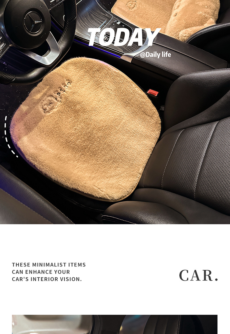 New Thickened Car Plush Anti-Freeze Seat Cushion Winter Thickened Cartoon Bear Seat Cover Winter Warm Half-Pack Seat Cushion