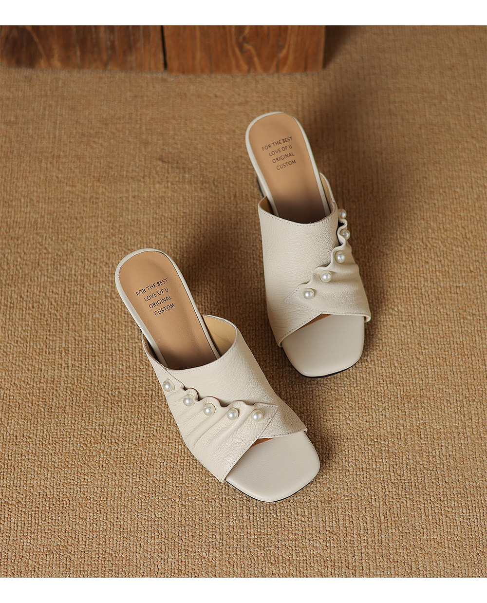 Sandal cao gót nữ quai ngang hở mũi gót 7 cm — đen chi tiết 15
