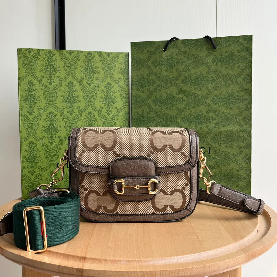 1955 bolso de hombro de banda ancha bolso de alta costura bolso de mujer 2024 nuevo bolso de silla de montar con doble G bolso de mujer