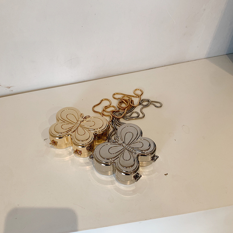 Bolso de cena de lápiz labial dorado mariposa transfronterizo bolso de moda europeo y americano flor de alta gama metal pequeño bolso femenino de moda