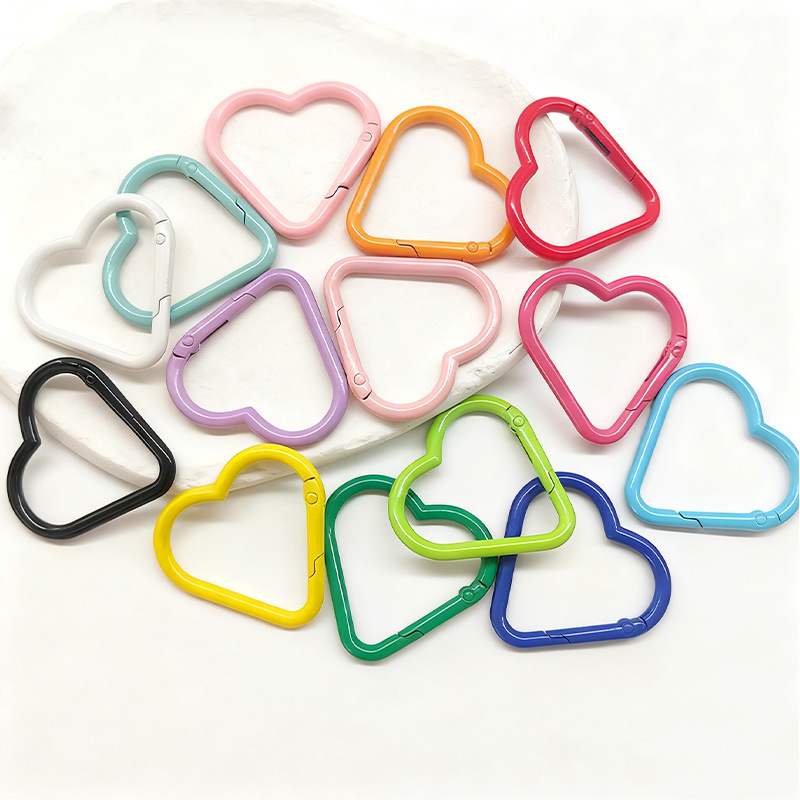 Zinc Alloy Spring Buckle Painted Colorful Heart Spring Buckle Jewelry Accessories DIY Keychain Backpack Hanging Chain Opening