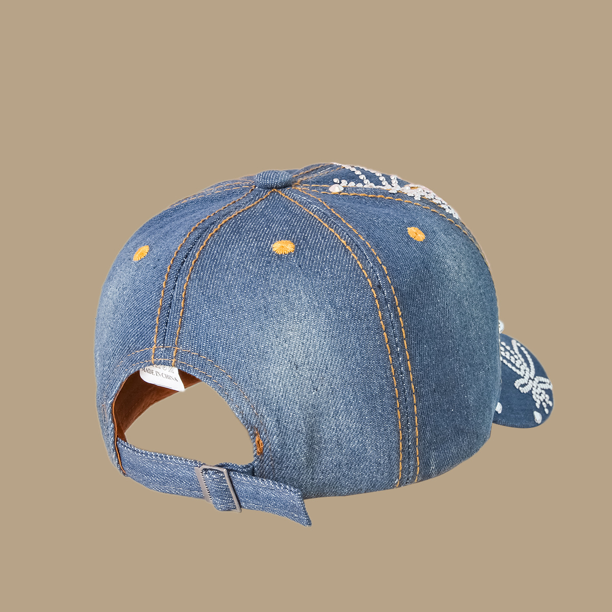 Casquette De Protection Solaire Coréenne En Denim Bleu Avec Écran Solaire À Large Bord display picture 5