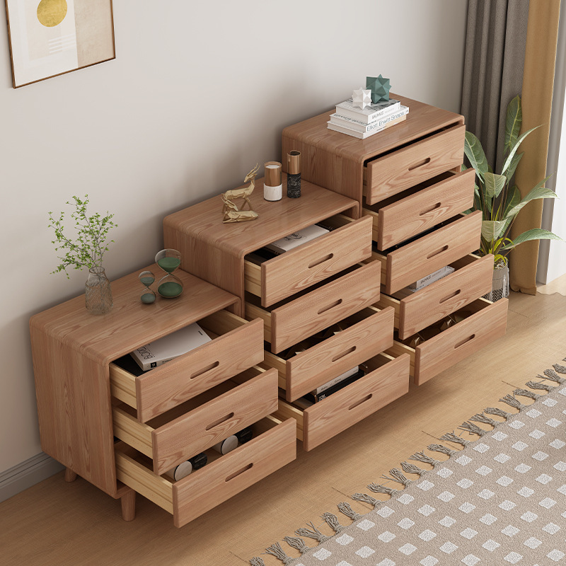 Solid wood dresser bedroom furniture bedside cabinet with drawers storage cabinet five-drawer cabinet white waxwood original wood cabinet