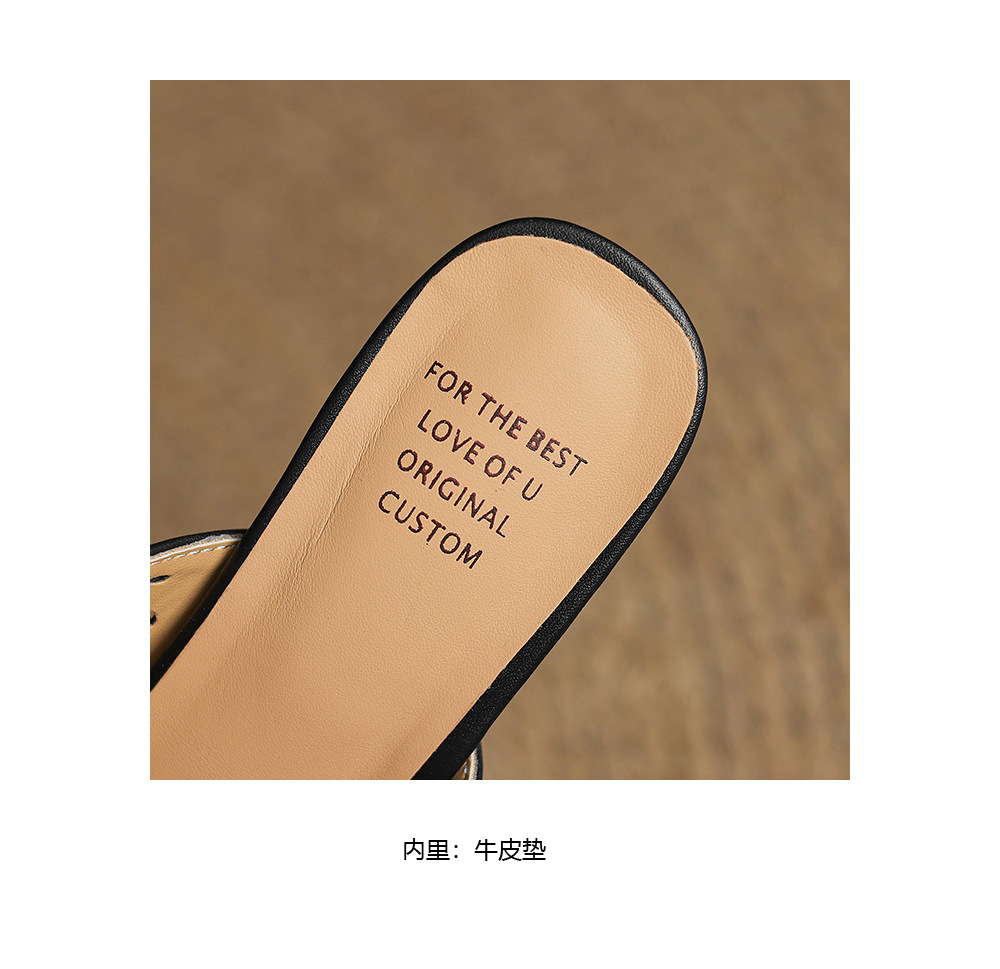 Sandal cao gót nữ hở mũi quai ngang da bò đục lỗ, gót 5 cm — đen chi tiết 19