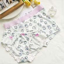 50630SN日系洛丽塔情侣内裤甜酷猫咪萌宠印花女内裤及男士四角裤