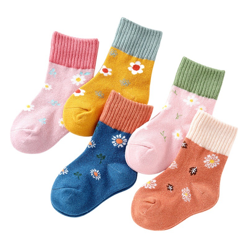 5 pares-calcetines para niños Otoño e Invierno calcetines engrosados invierno cálido calcetines para niños de media pantorrilla para hombres niñas otoño calcetines para bebés otoño