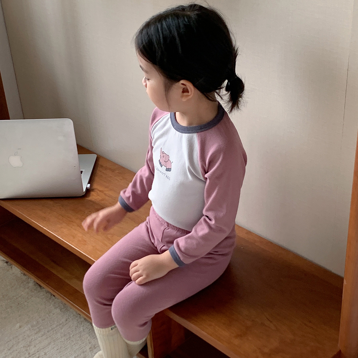 대조 라글란 슬리브 아기 코끼리 분말