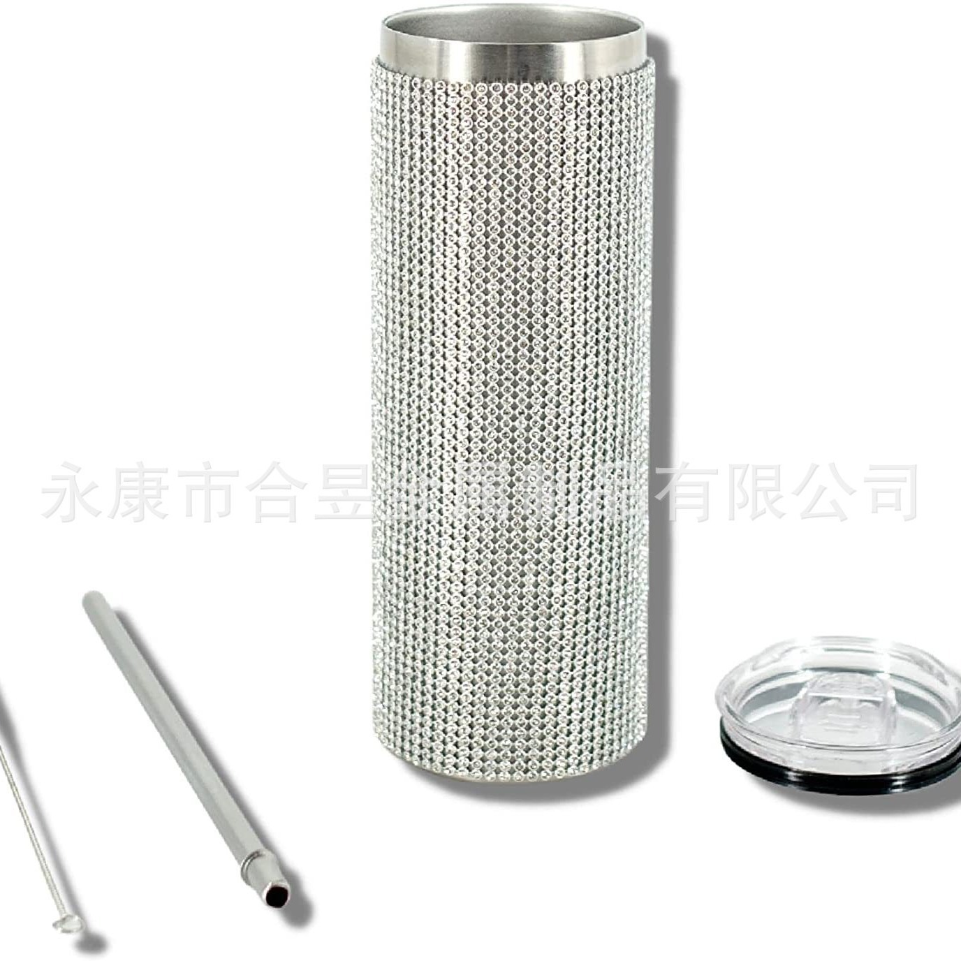 Con incrustaciones de diamantes de 20oz de acero inoxidable aislado frío taza recta taza de café de paja taza de agua del coche