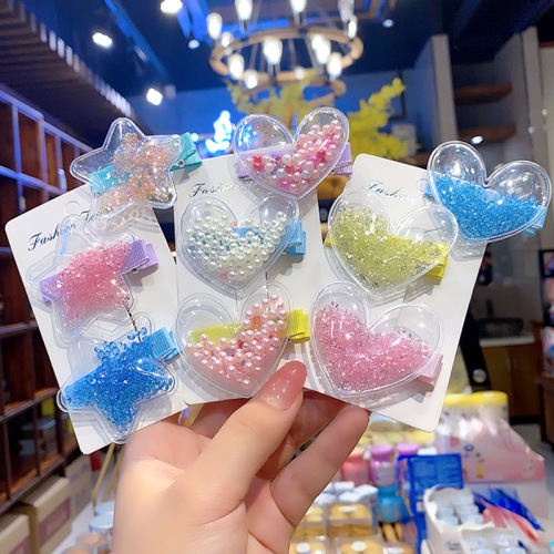 Children's hair accessories Korean quicksand transparent fruit hairpin luminous bb clip side clip back of head hairpin clip headwear