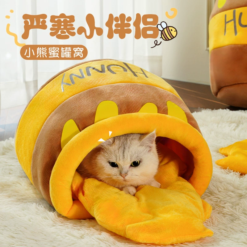 Гнездо с медом в гнезде для домашних животных Теплый кошка спальный мешок зимой закрытый кошачий дом кошачий дом маленький собачий питомник