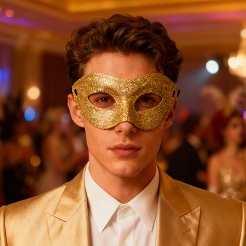 Cross-border high-end polvo flash retro jazz medio cara máscara Halloween fiesta entretenimiento Europa y América moda máscara de ojos