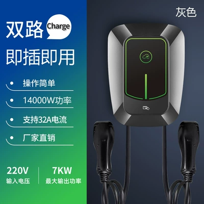 Elektrikli avtomobil şarj cihazları code sharing 7KW AC charging - 14kw-double-gun-plug-and-play-gray