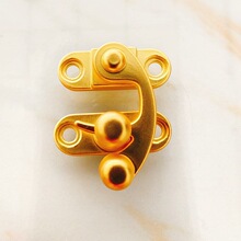 锌合金牛角锁木盒礼盒实心锁工艺品锁扣左右对锁弯钩锁复古钩锁