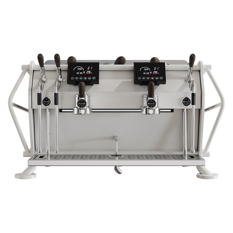 máquina de café espresso de molienda integral pre-inmersión de vapor semiautomático comercial en vivo máquina de café de doble cabeza concentrado