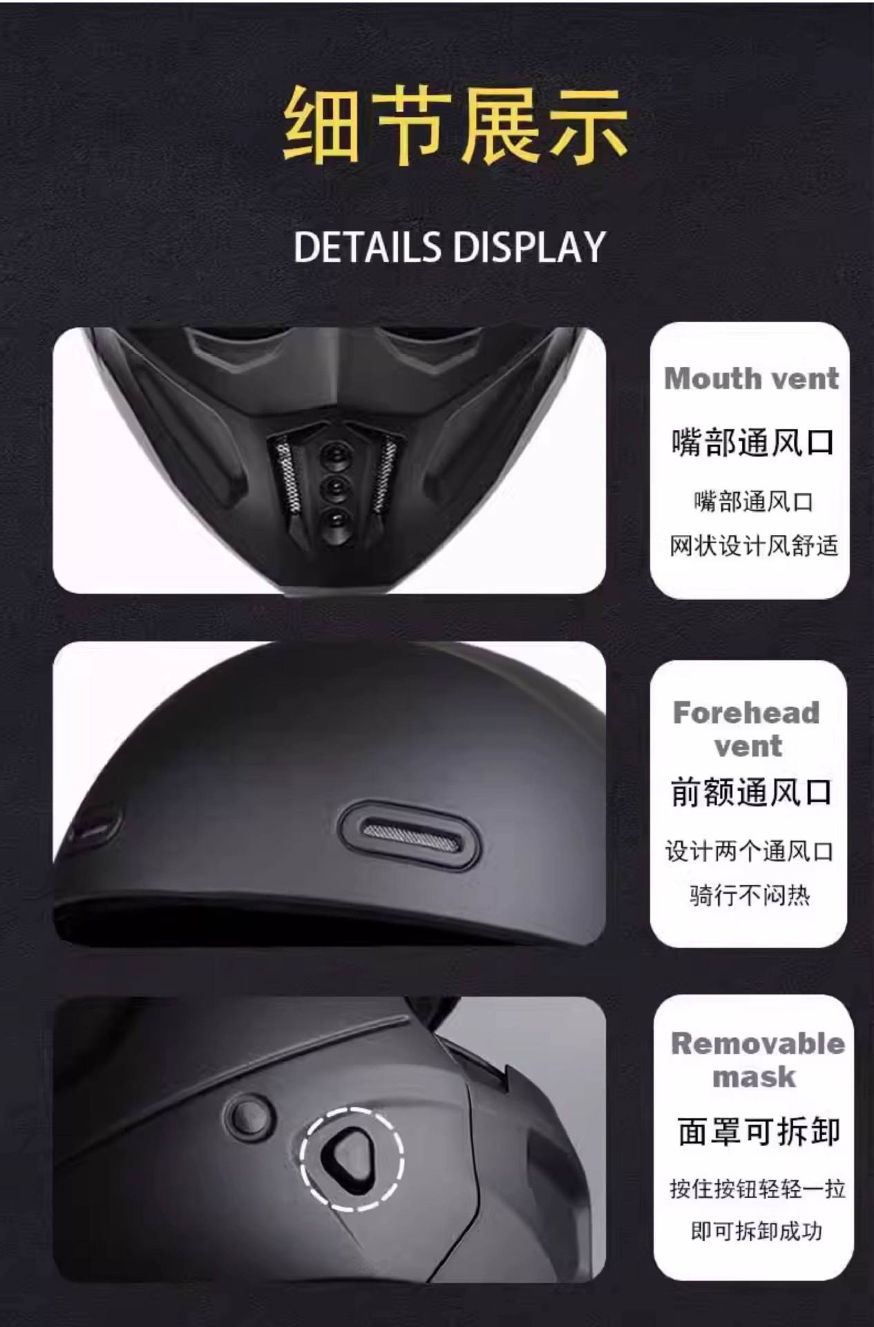 3C Motorcycle Scorpion Helmet for Men and Women, Winter Warm Riding Motorcycle Cruising Full-Face Helmet, Retro Three-Quarter Helmet