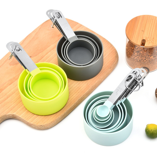 Baking Tools Stainless Steel Handle Measuring Spoon Plastic Measuring Cup Measuring Spoon 8-piece Set with Scale Silicone Measuring Spoon Set