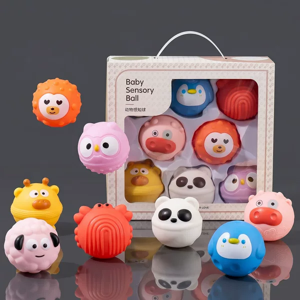 Newborn Gift Set, Hand Rattle Gift Box, Baby Chewable Teether, Baby Sensory Massage Ball Toy