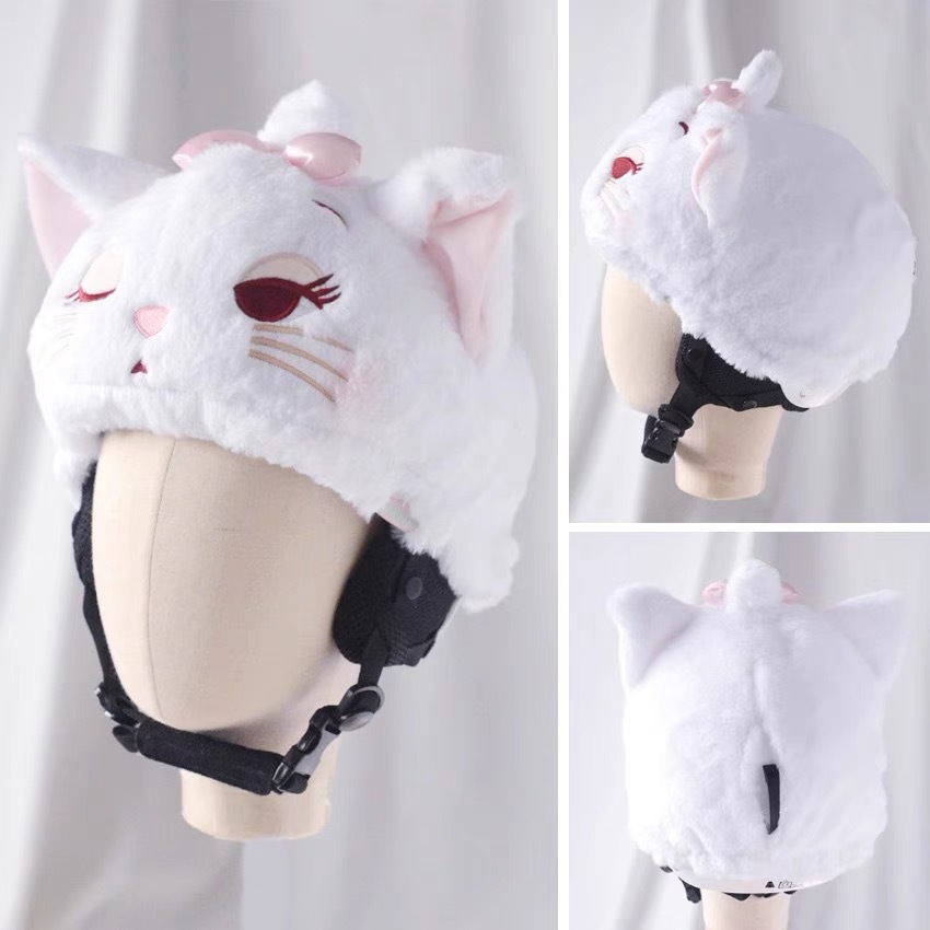 Casco de esquí de peluche muñecas bordadas tridimensionales lindas para niños niñas casco decoración de dibujos animados nueva decoración