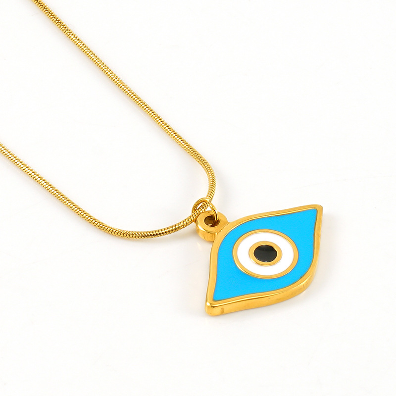 Collar de ojo de diablo de acero de titanio transfronterizo femenino INS moda europea y americana diseño de nicho ojo colgante joyería cadena de clavícula