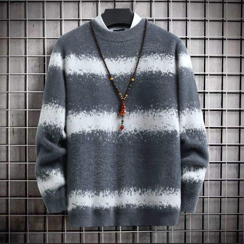 Gradient Color Stylish Sweater for Men, New Fashion Trend for Autumn and Winter, Trendy Knitted Mink Versatile Loose Fit