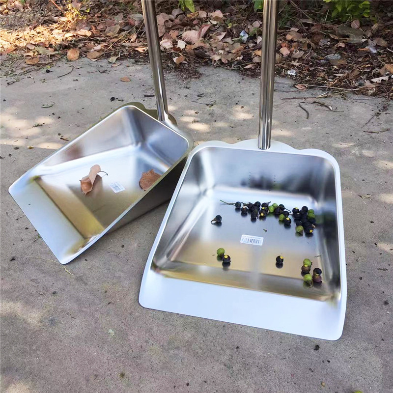 One-Piece Stainless Steel 08 Extra-Thick Dustpan for Household Daily Use, Non-Magnetic Garbage Shovel, Manufacturer's Patented Broom