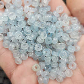 海蓝宝色大孔玉扣玉石散珠石英岩玉算盘珠玉扣隔片隔珠饰品配件珠