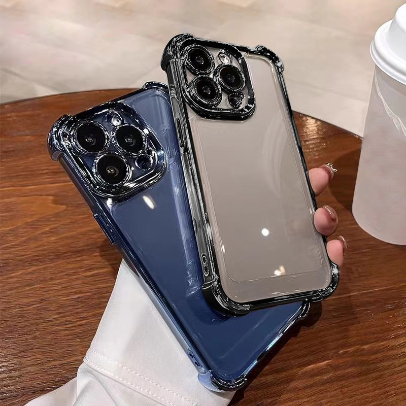 Apple 16PM 携帯電話ケースに適した電気メッキ透明四隅落下防止エアバッグ新しいオールインクルーシブの細かい穴の保護カバー|undefined